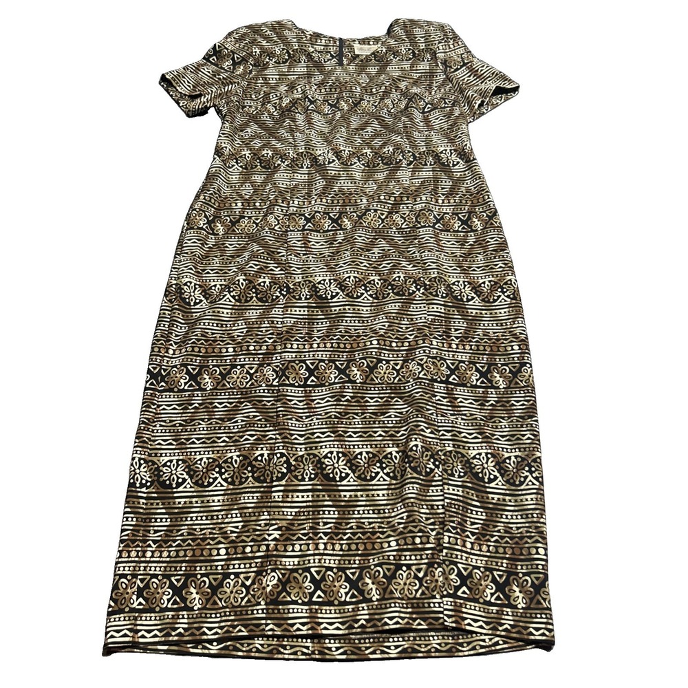 Vintage Kathie Lee Maxi Sheath Dress Size L 12-14 Womens Leg Slit Vacation 90s